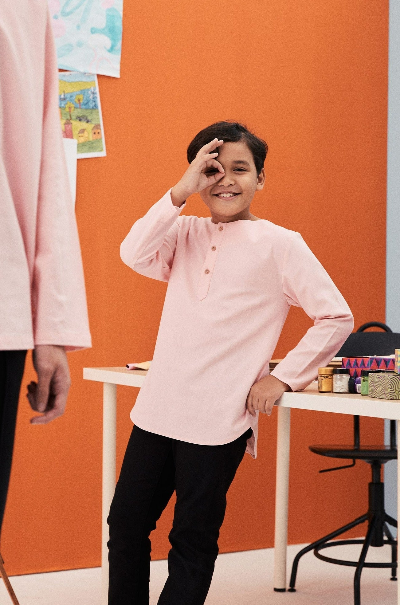 The Arte Boy Kurta Top Soft Pink - Umbi