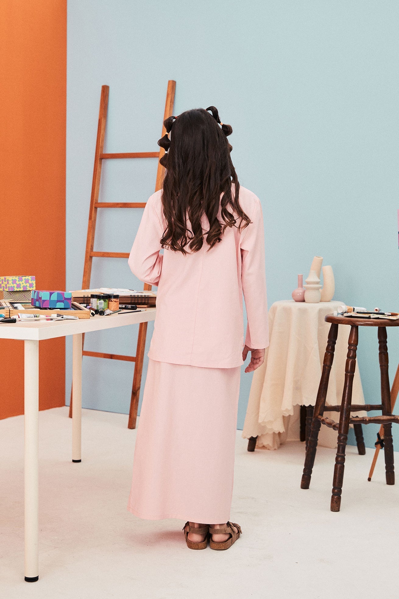 The Arte Girl Baju Kurung Top Soft Pink - Umbi