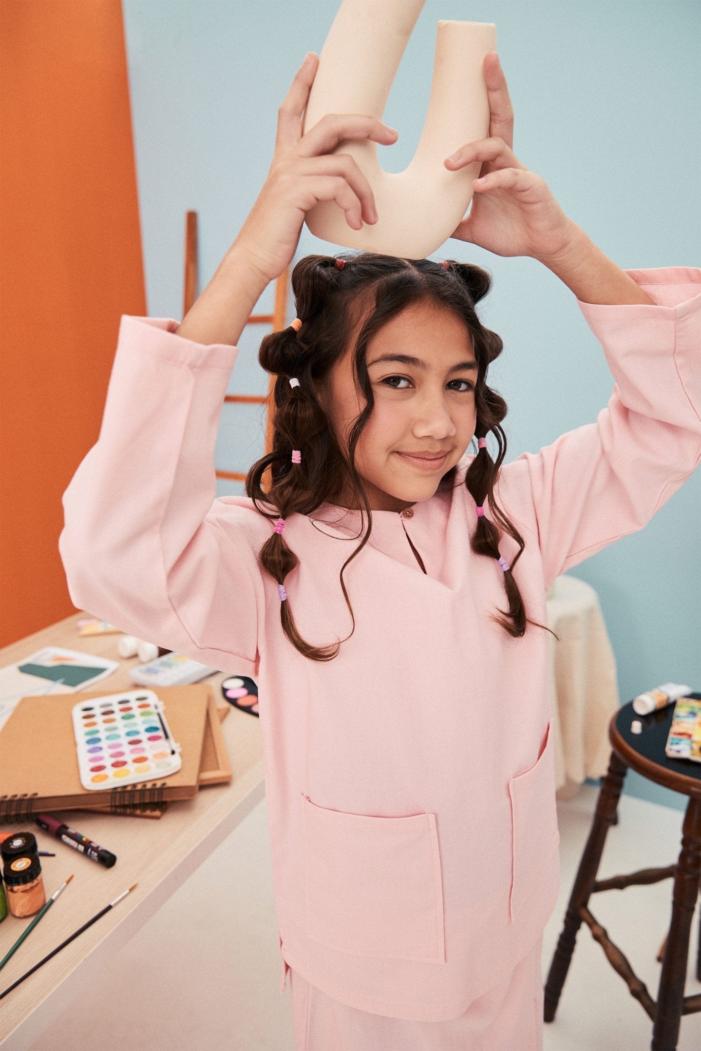 The Arte Girl Baju Kurung Top Soft Pink - Umbi