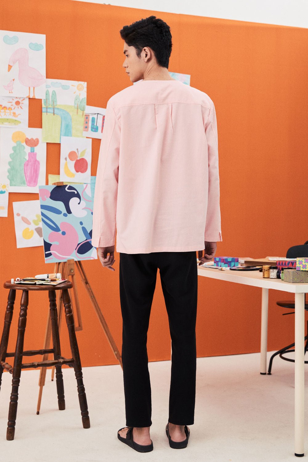 The Arte Men Kurta Top Soft Pink - Umbi