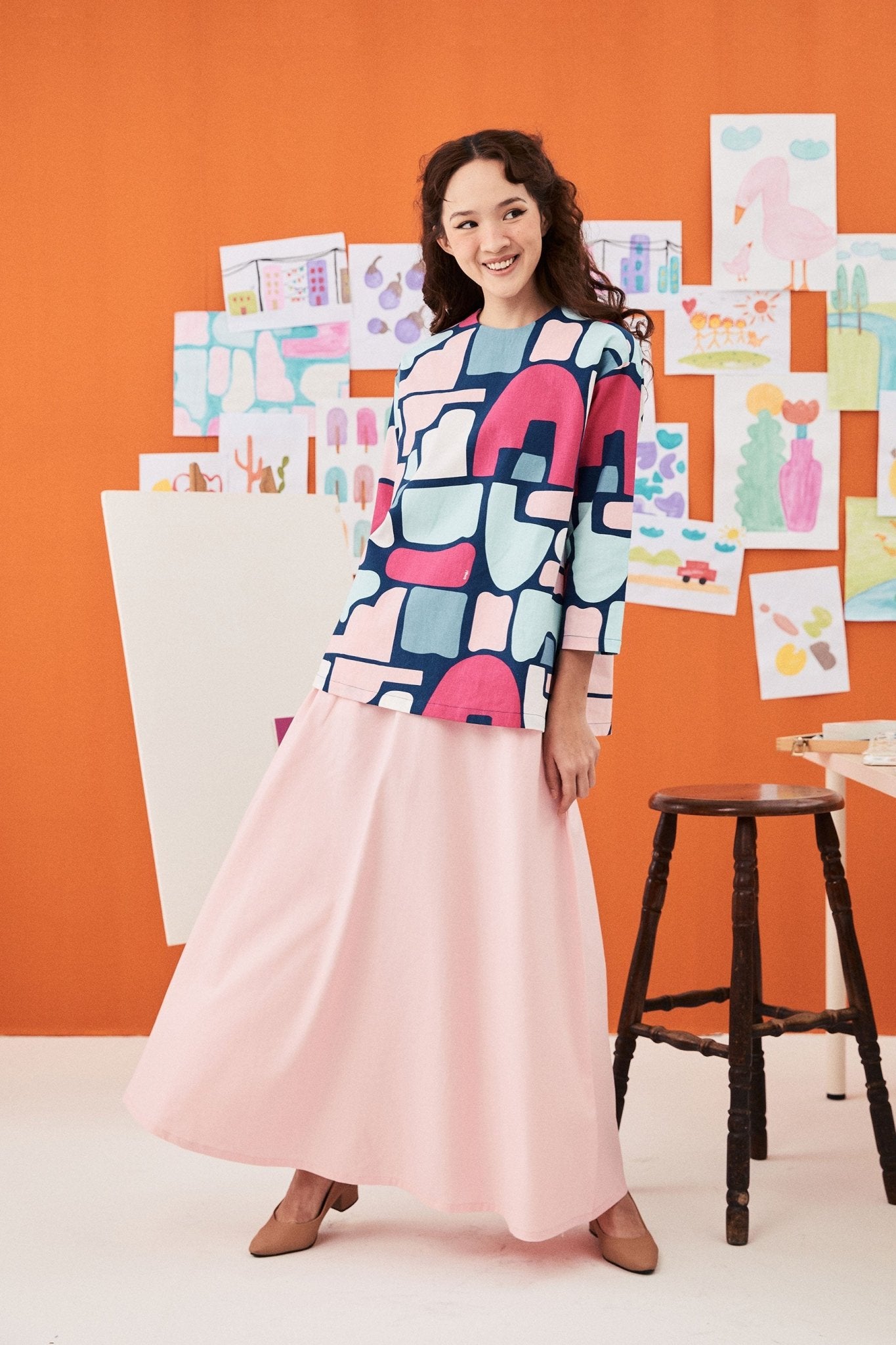 The Arte Women Flare Skirt Soft Pink - Umbi