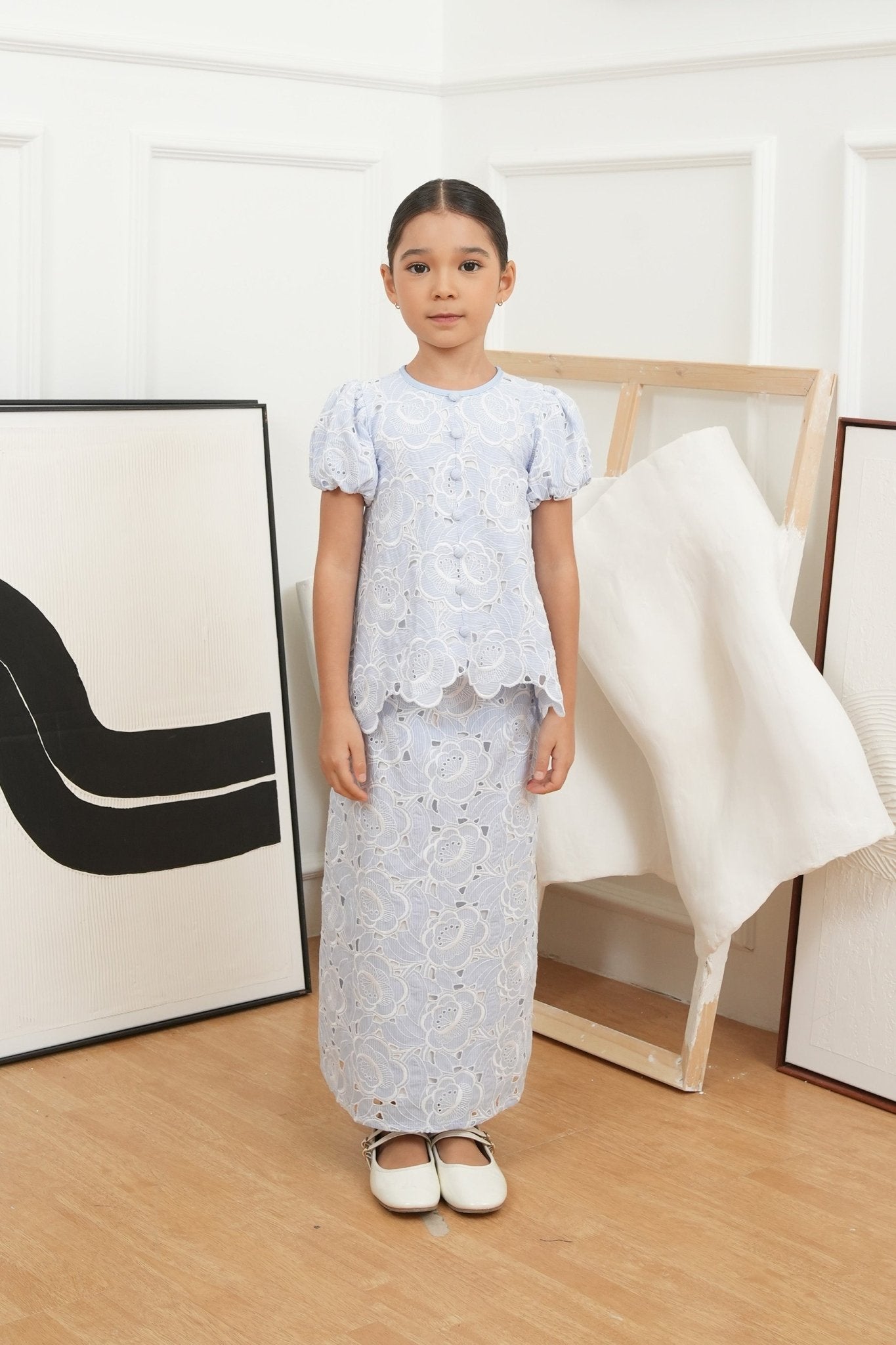 The Canvas Collection Girl Amelia Kurung Set Baby Blue Lace - Umbi