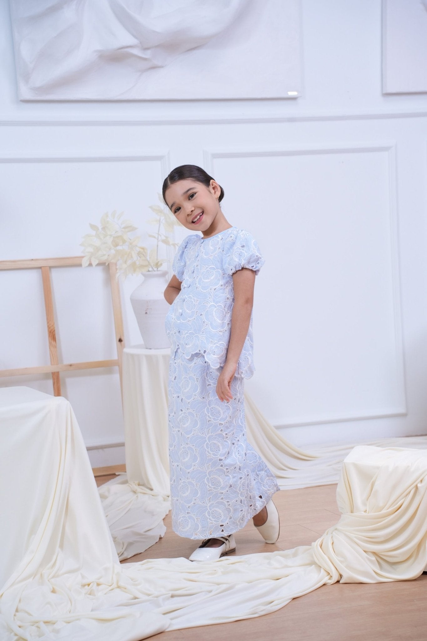 The Canvas Collection Girl Amelia Kurung Set Baby Blue Lace - Umbi