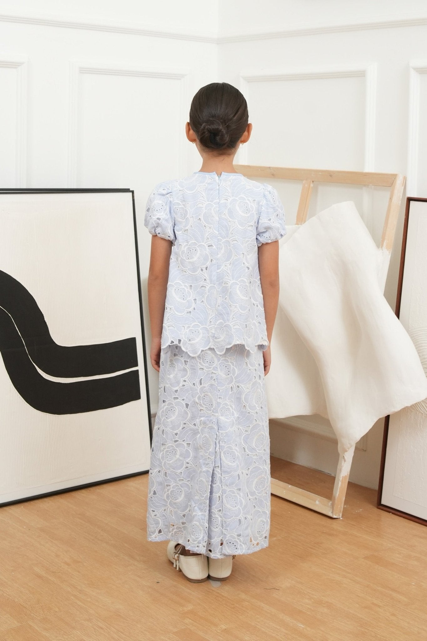 The Canvas Collection Girl Amelia Kurung Set Baby Blue Lace - Umbi