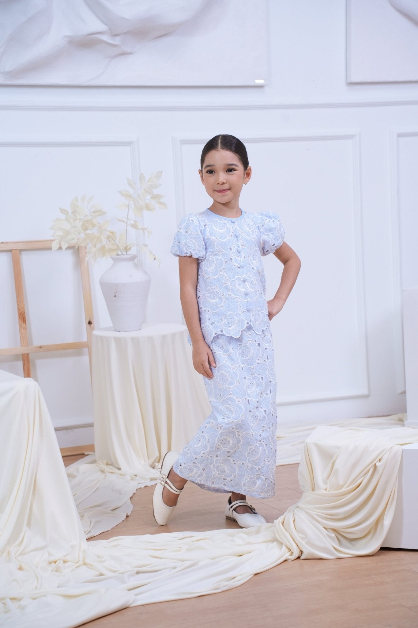 The Canvas Collection Girl Amelia Kurung Set Baby Blue Lace - Umbi