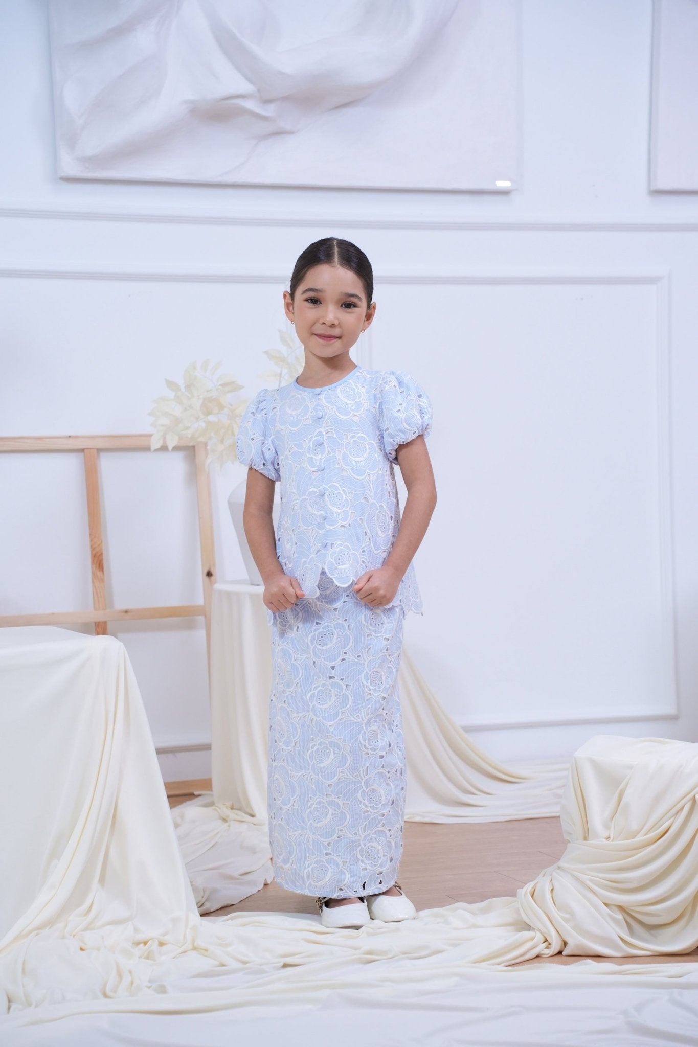 The Canvas Collection Girl Amelia Kurung Set Baby Blue Lace - Umbi