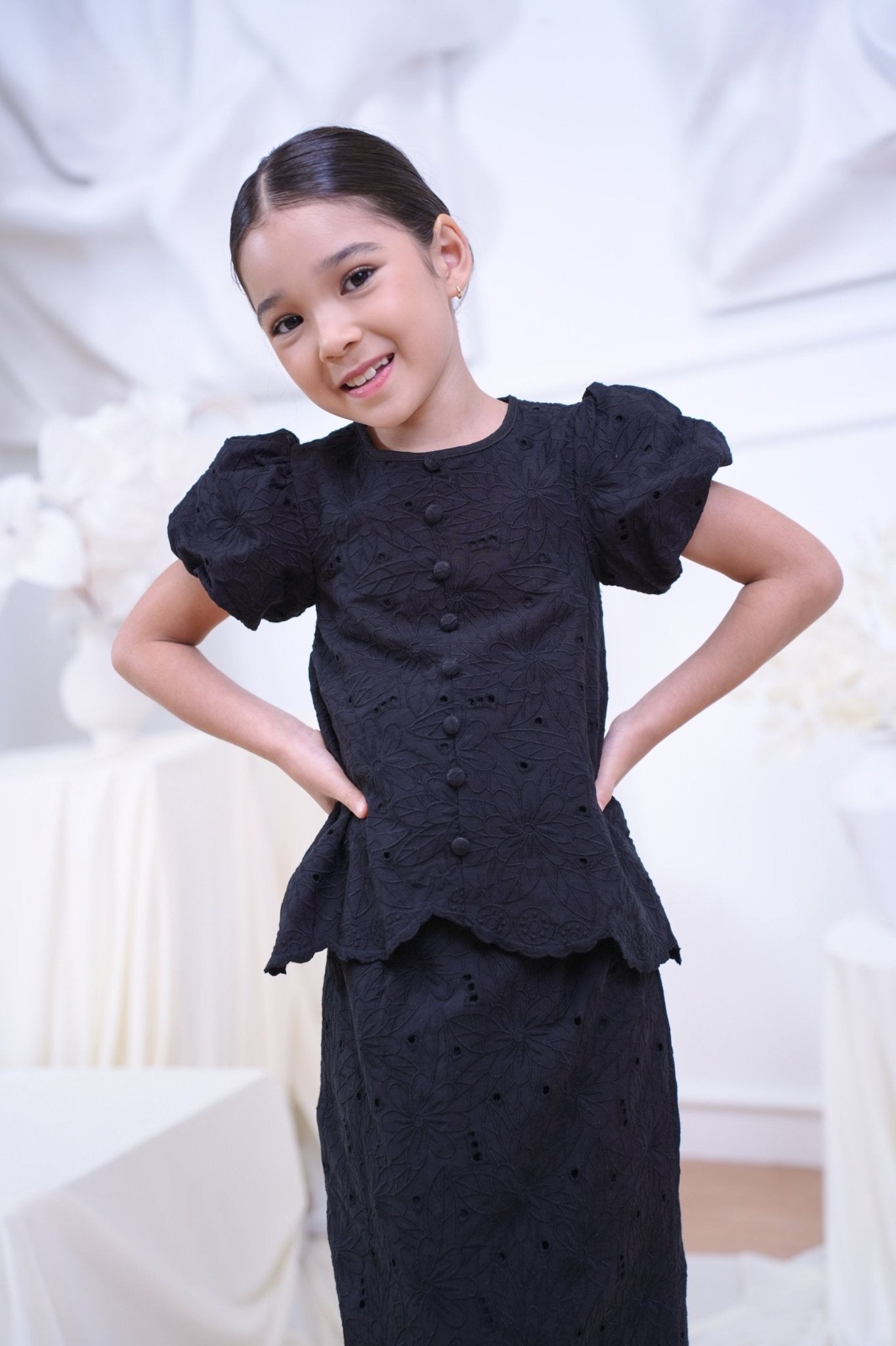 The Canvas Collection Girl Amelia Kurung Set Black Lace - Umbi
