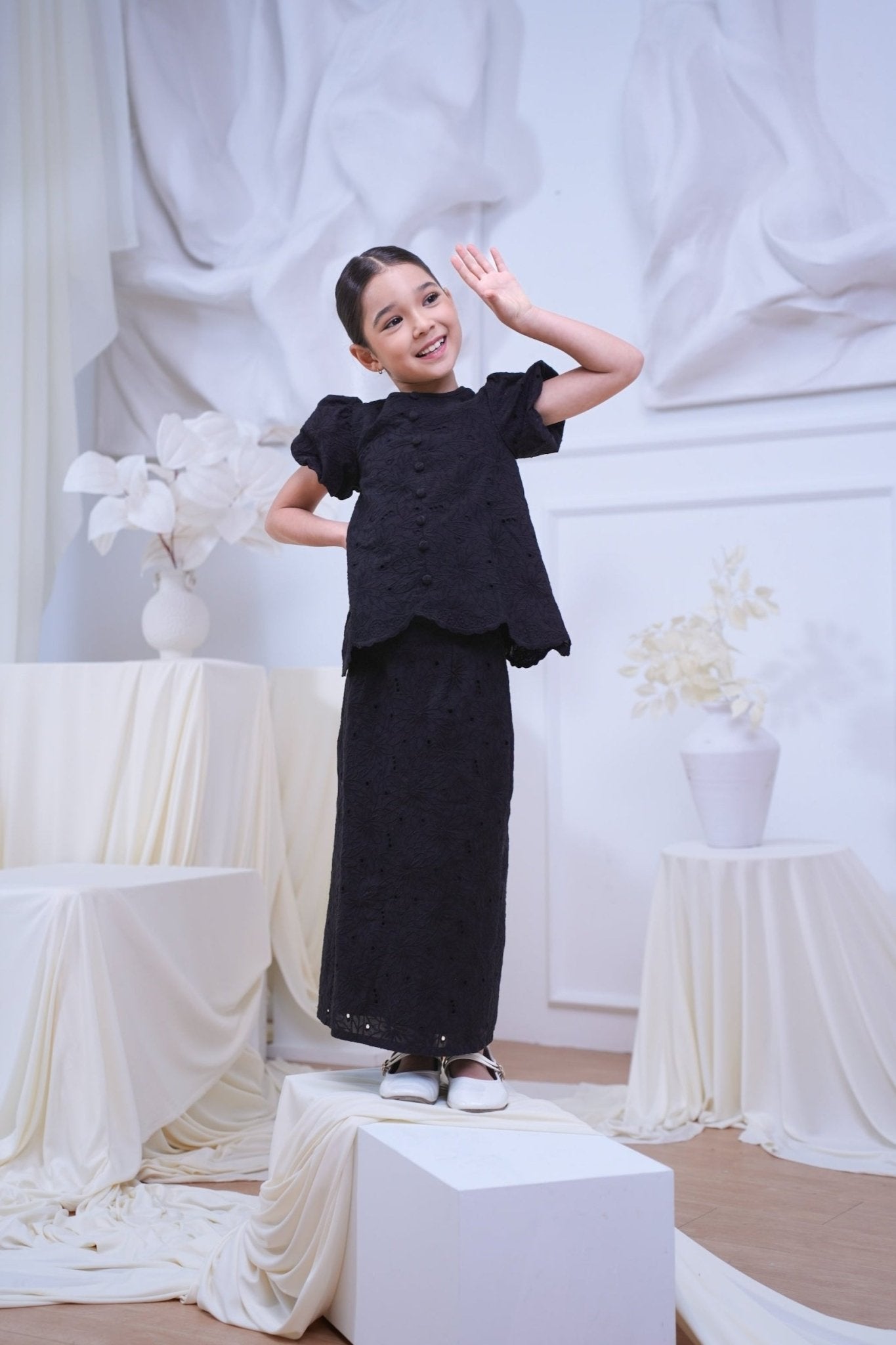 The Canvas Collection Girl Amelia Kurung Set Black Lace - Umbi