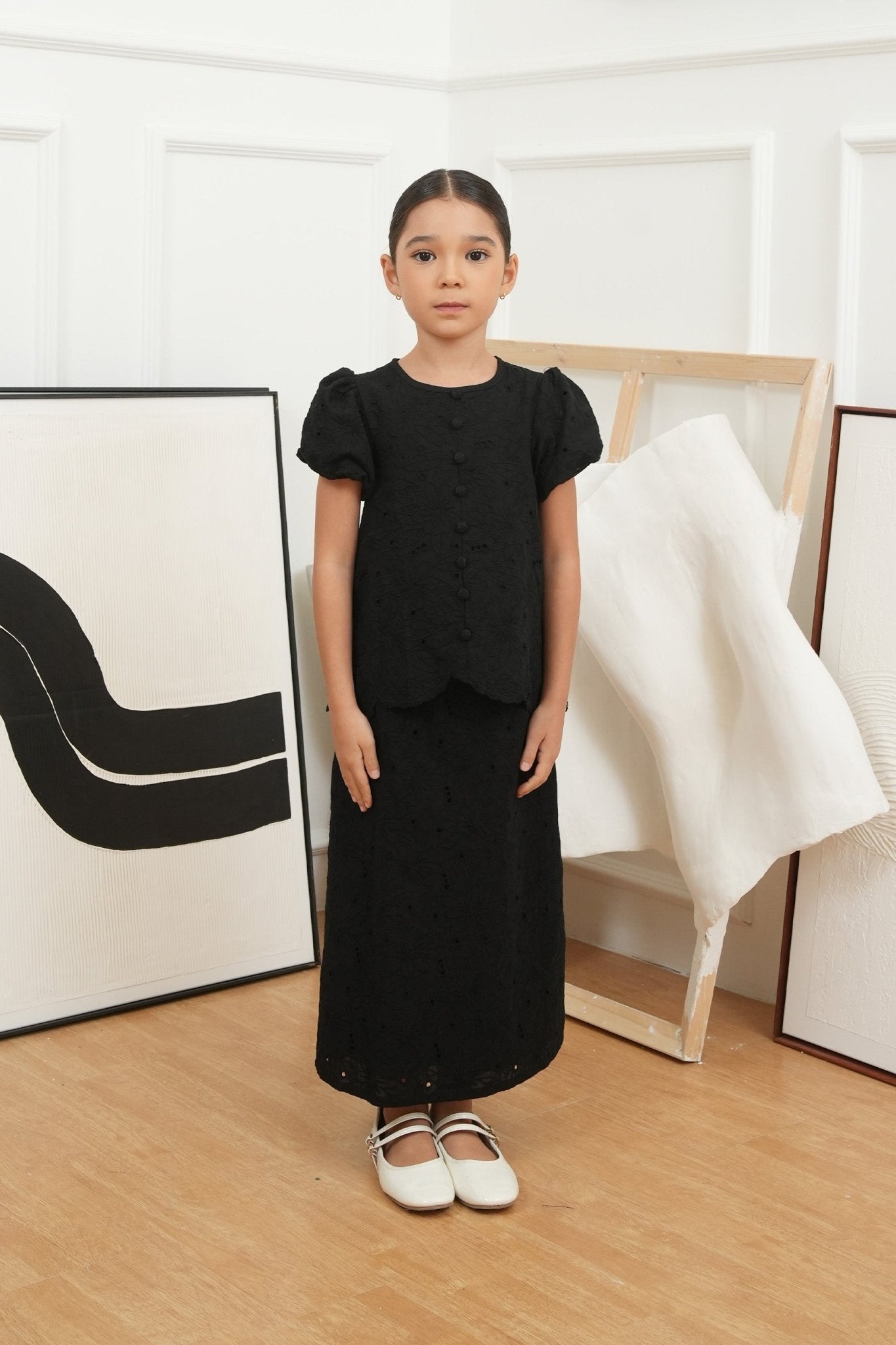 The Canvas Collection Girl Amelia Kurung Set Black Lace - Umbi