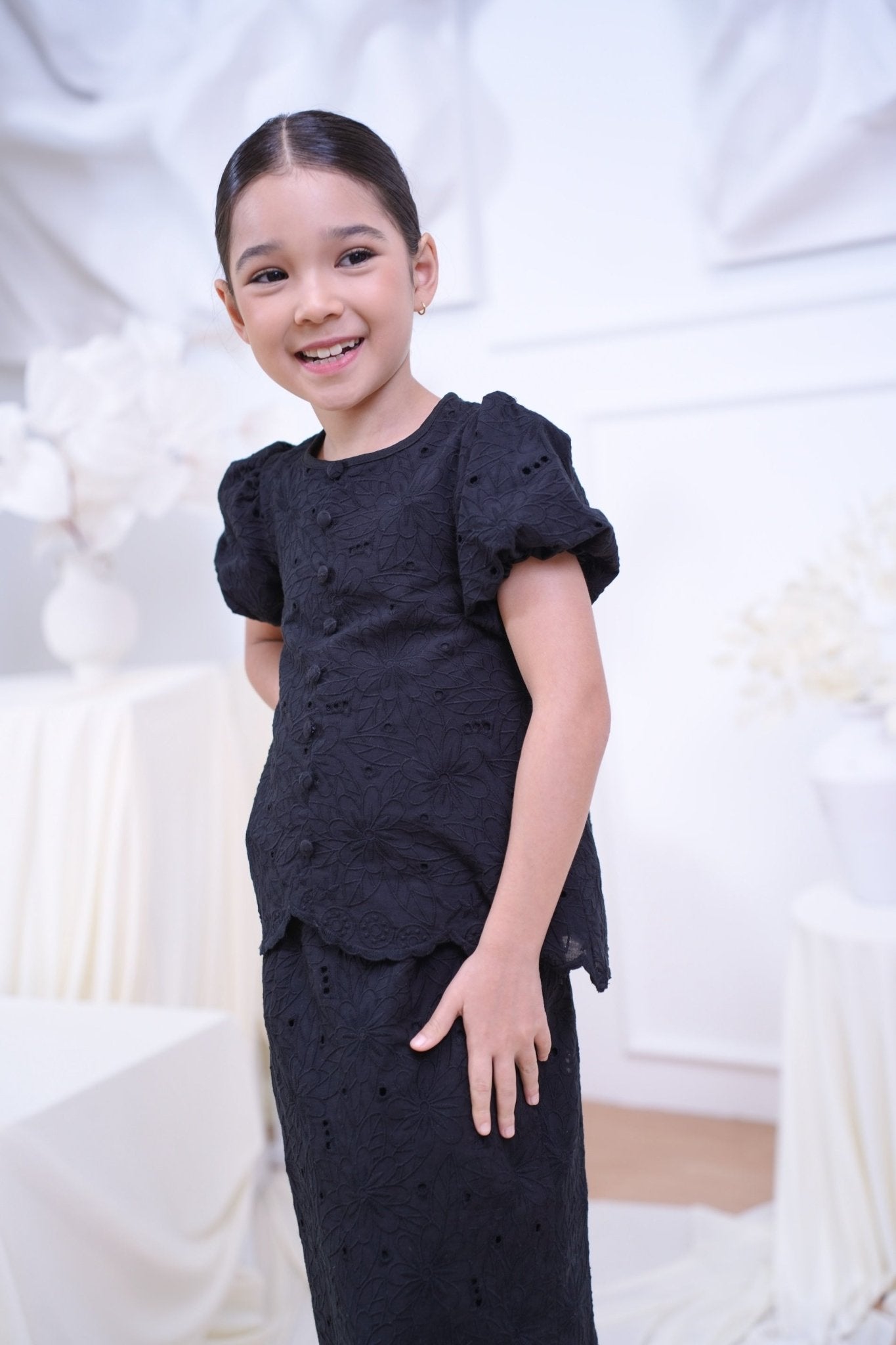The Canvas Collection Girl Amelia Kurung Set Black Lace - Umbi