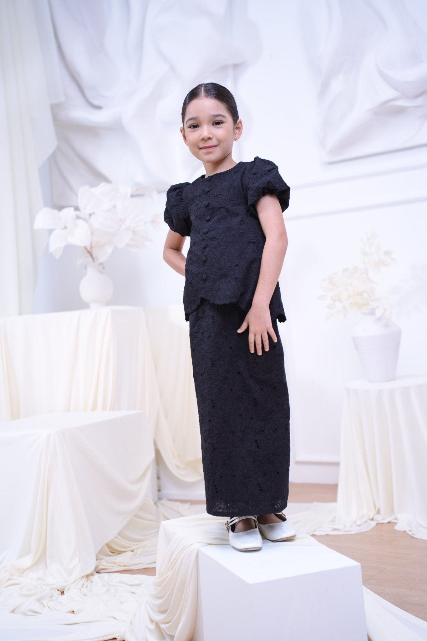 The Canvas Collection Girl Amelia Kurung Set Black Lace - Umbi