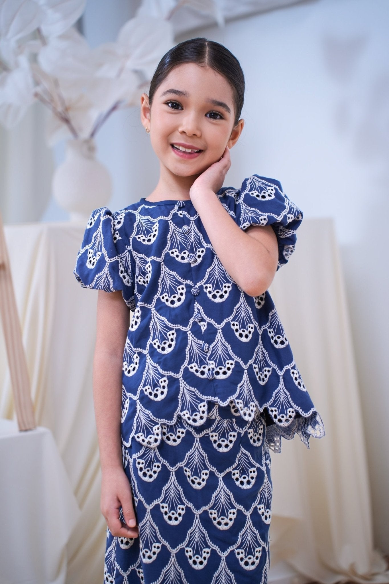 The Canvas Collection Girl Amelia Kurung Set Navy Blue Lace - Umbi