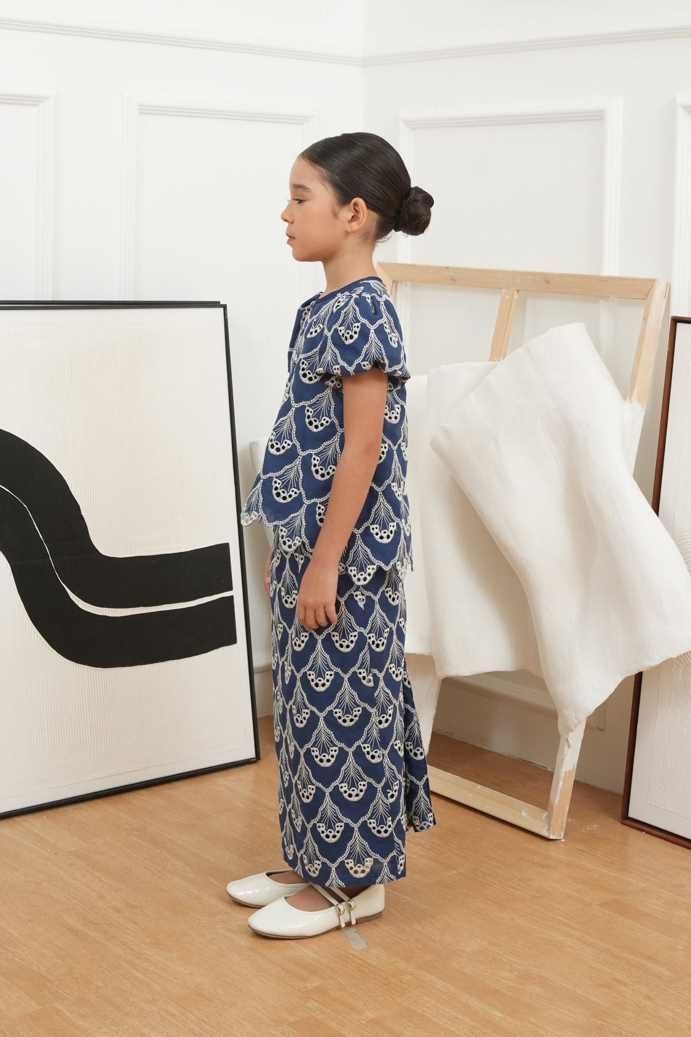 The Canvas Collection Girl Amelia Kurung Set Navy Blue Lace - Umbi