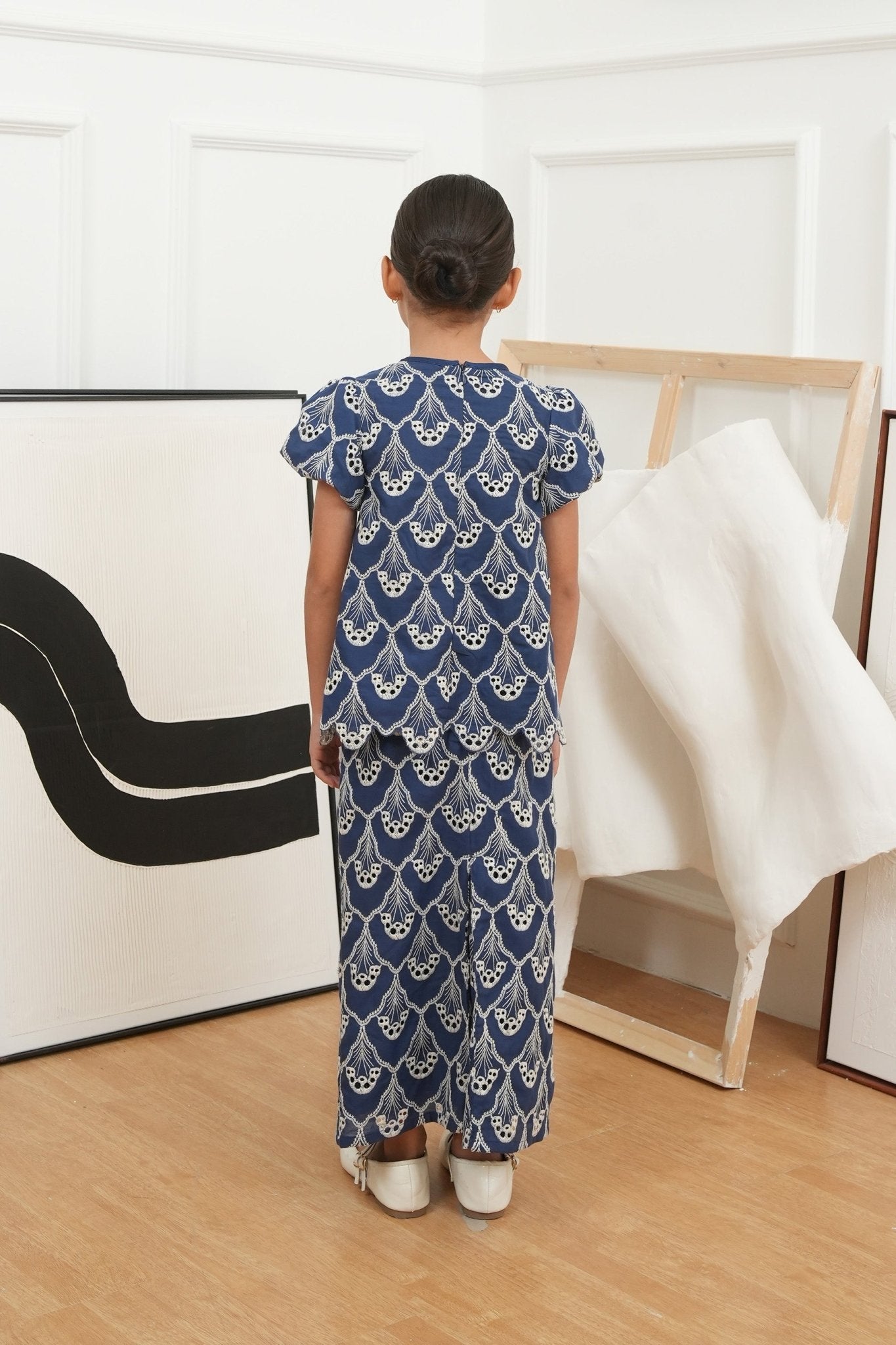 The Canvas Collection Girl Amelia Kurung Set Navy Blue Lace - Umbi
