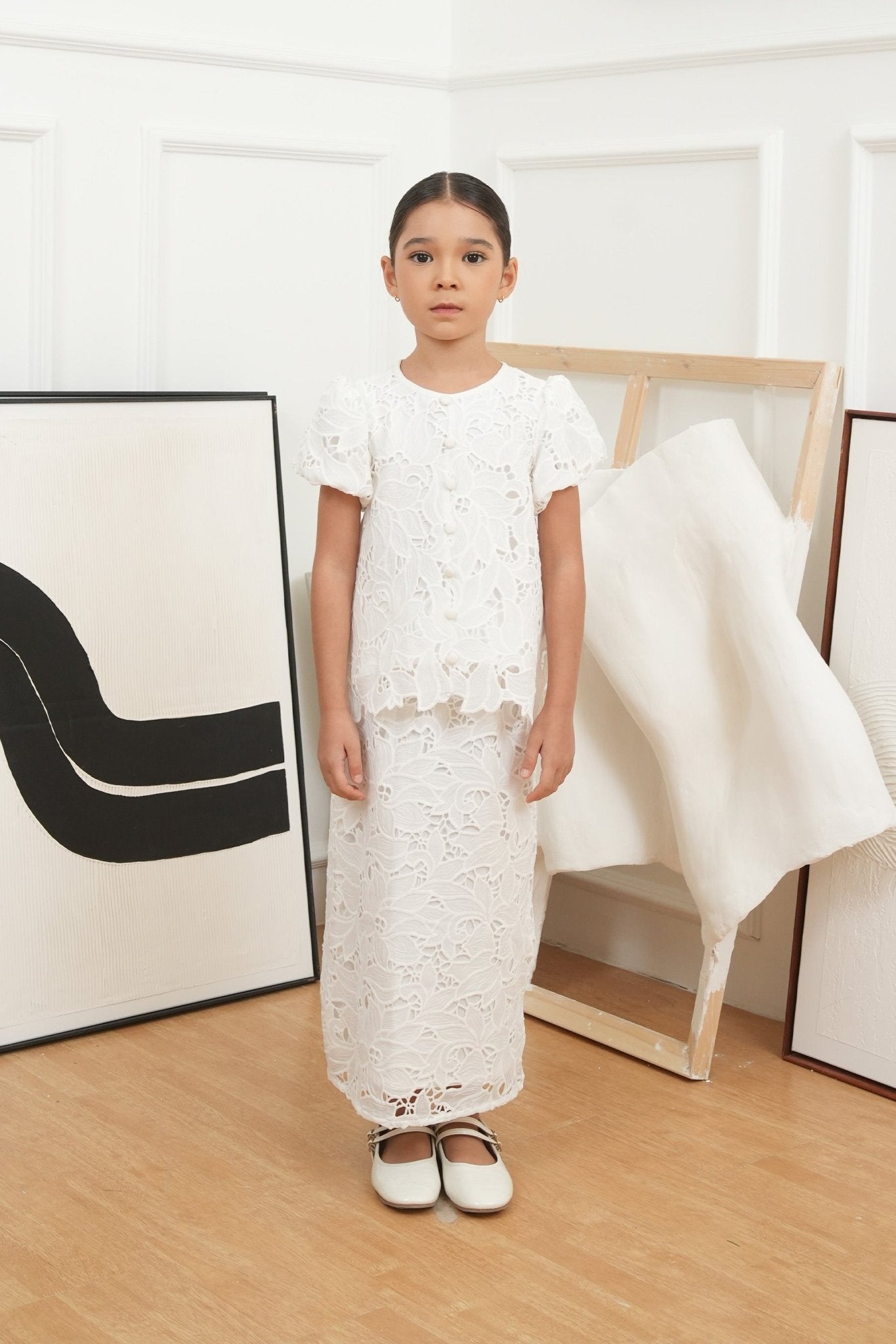 The Canvas Collection Girl Amelia Kurung Set White Lace - Umbi