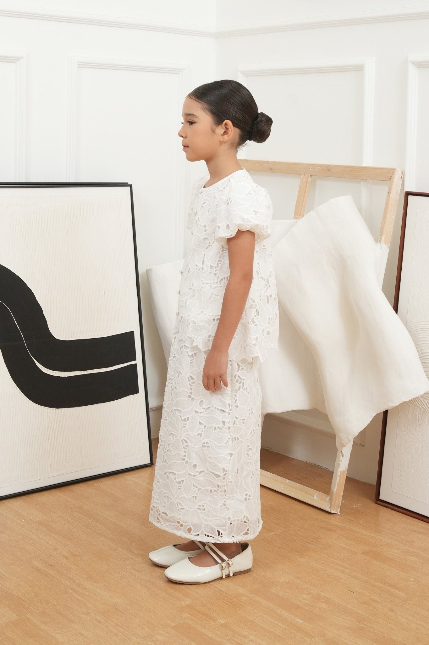 The Canvas Collection Girl Amelia Kurung Set White Lace - Umbi