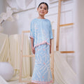 The Canvas Collection Girl Saloma Kaftan Set Baby Blue Ivy Print - Umbi