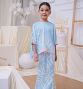 The Canvas Collection Girl Saloma Kaftan Set Baby Blue Ivy Print - Umbi