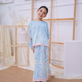 The Canvas Collection Girl Saloma Kaftan Set Baby Blue Ivy Print - Umbi