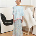 The Canvas Collection Girl Saloma Kaftan Set Baby Blue Ivy Print - Umbi
