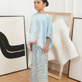 The Canvas Collection Girl Saloma Kaftan Set Baby Blue Ivy Print - Umbi