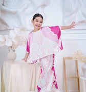 The Canvas Collection Girl Saloma Kaftan Set Barbie Pink Garden Print - Umbi