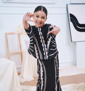 The Canvas Collection Girl Saloma Kaftan Set Black Matahari Print - Umbi