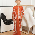 The Canvas Collection Girl Saloma Kaftan Set Burnt Orange Matahari Print - Umbi