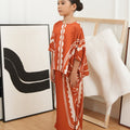 The Canvas Collection Girl Saloma Kaftan Set Burnt Orange Matahari Print - Umbi