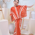 The Canvas Collection Girl Saloma Kaftan Set Burnt Orange Matahari Print - Umbi