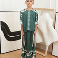 The Canvas Collection Girl Saloma Kaftan Set Emerald Green Ivy Print - Umbi