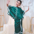 The Canvas Collection Girl Saloma Kaftan Set Emerald Green Ivy Print - Umbi