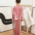 The Canvas Collection Girl Saloma Kaftan Set Warm Pink Matahari Print - Umbi