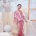 The Canvas Collection Girl Saloma Kaftan Set Warm Pink Matahari Print - Umbi