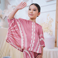 The Canvas Collection Girl Saloma Kaftan Set Warm Pink Matahari Print - Umbi