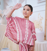 The Canvas Collection Girl Saloma Kaftan Set Warm Pink Matahari Print - Umbi