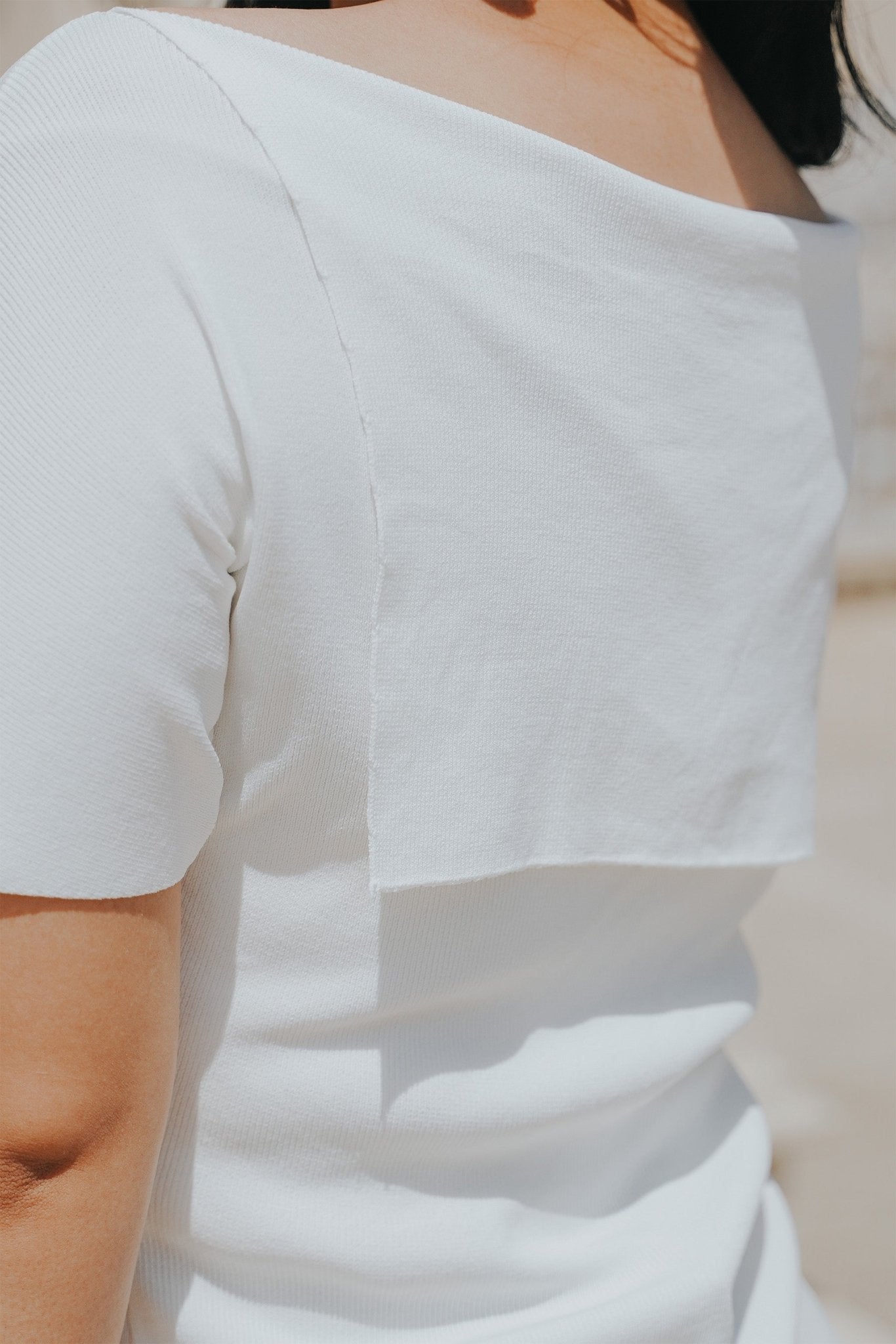 The City Breeze Pt.2 Women Boat Neck Knit Top Cream - Umbi