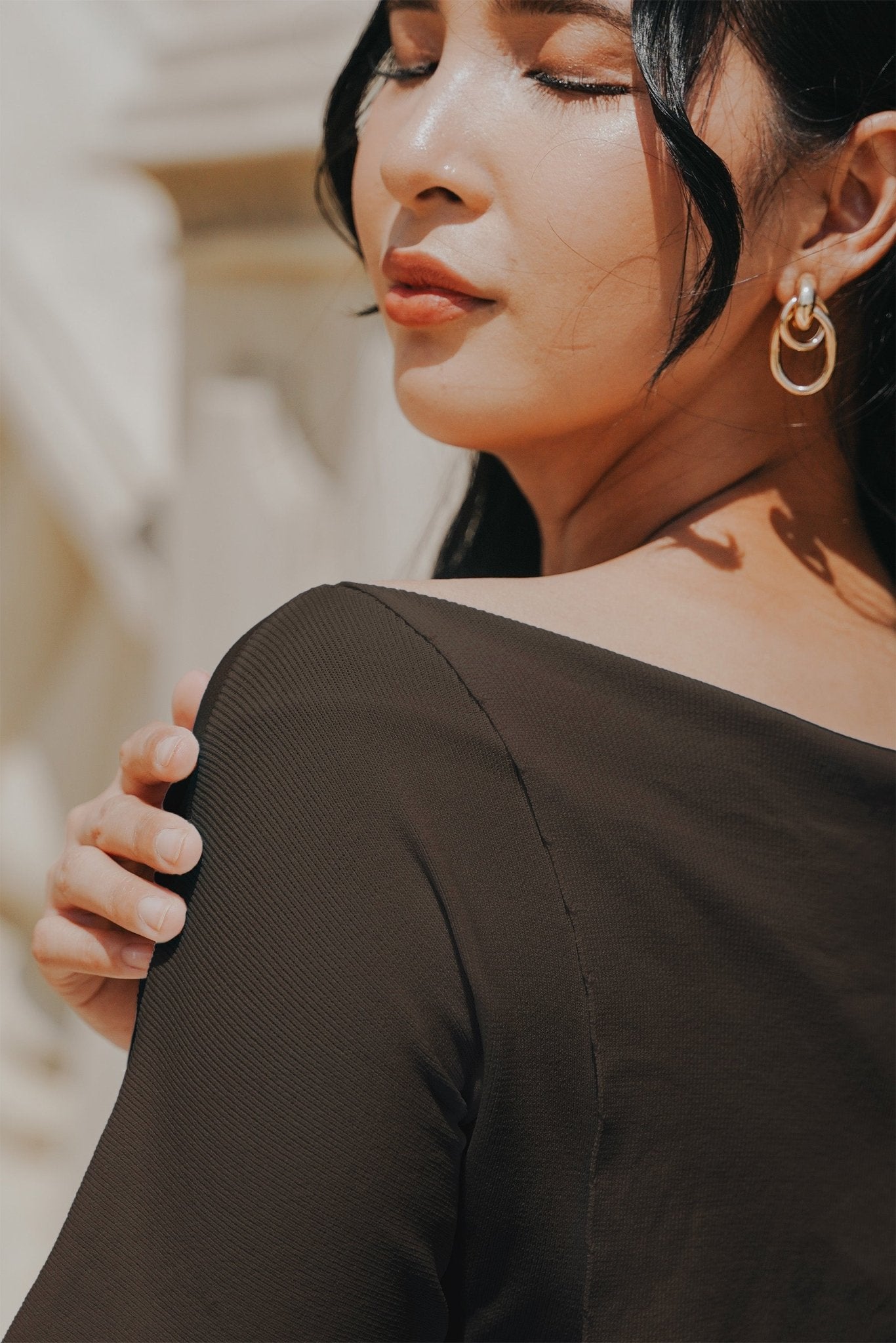 The City Breeze Pt.2 Women Boat Neck Knit Top Dark Grey - Umbi