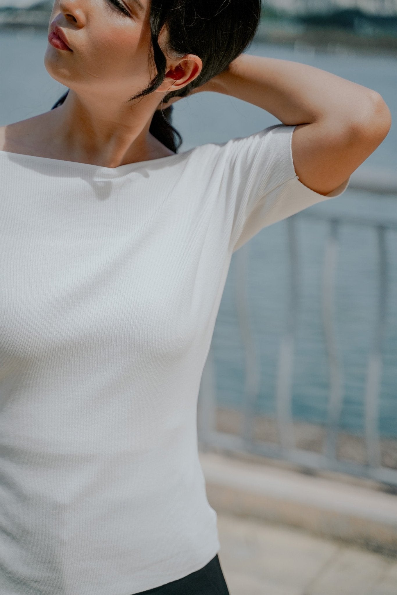 The City Breeze Pt.2 Women Boat Neck Knit Top White - Umbi