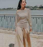 The City Breeze Pt.2 Women Off - Shoulder Knit Top Khaki - Umbi