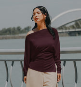 The City Breeze Pt.2 Women Off - Shoulder Knit Top Maroon - Umbi