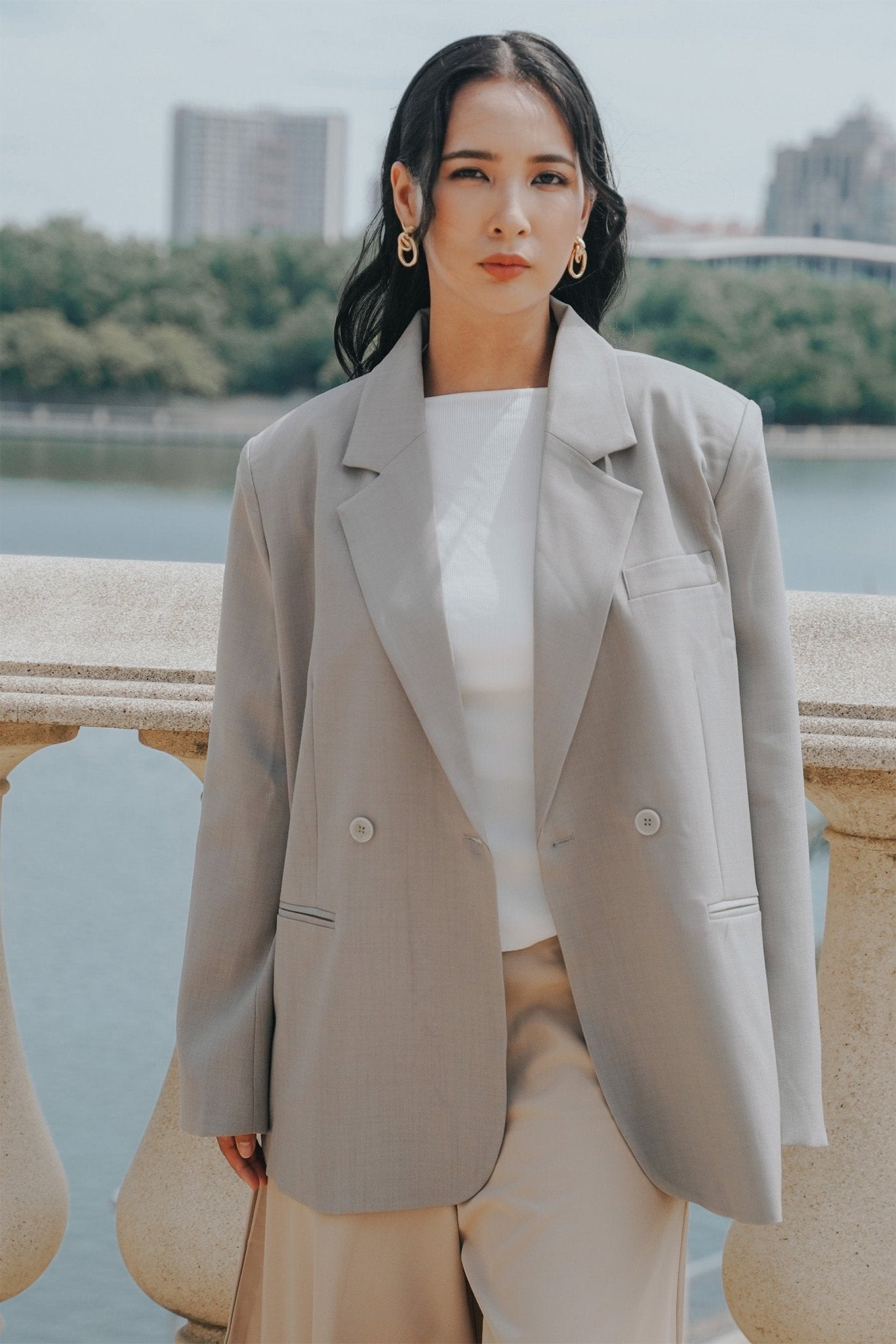 The City Breeze Pt.2 Women Oversized Blazer Grey - Umbi