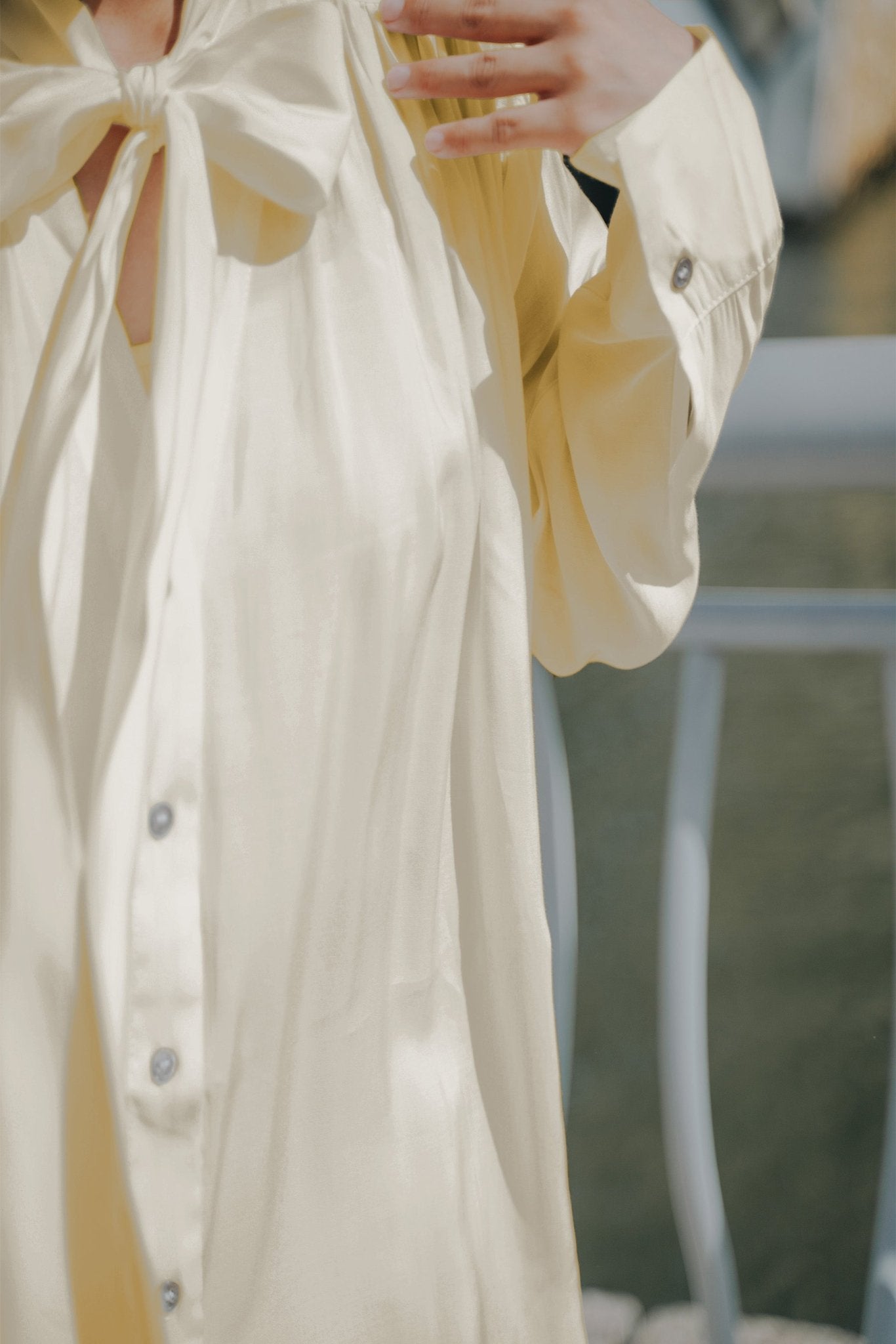 The City Breeze Pt.2 Women Ribbon Blouse Cream - Umbi