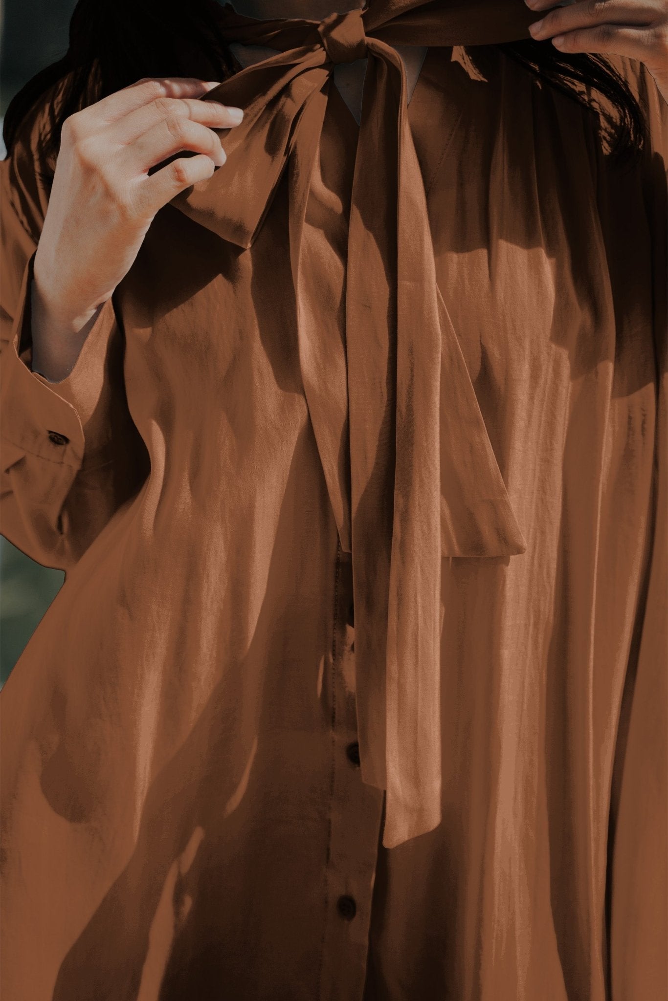 The City Breeze Pt.2 Women Ribbon Blouse Dark Chocolate - Umbi