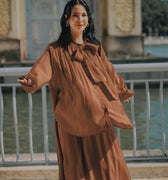 The City Breeze Pt.2 Women Ribbon Blouse Dark Chocolate - Umbi