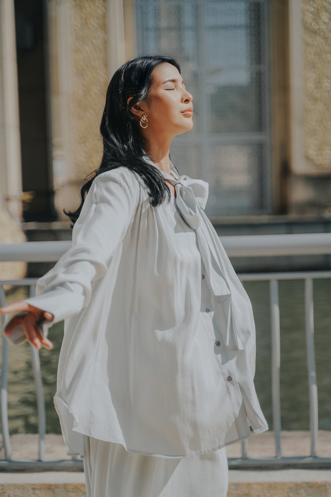 The City Breeze Pt.2 Women Ribbon Blouse Grey - Umbi