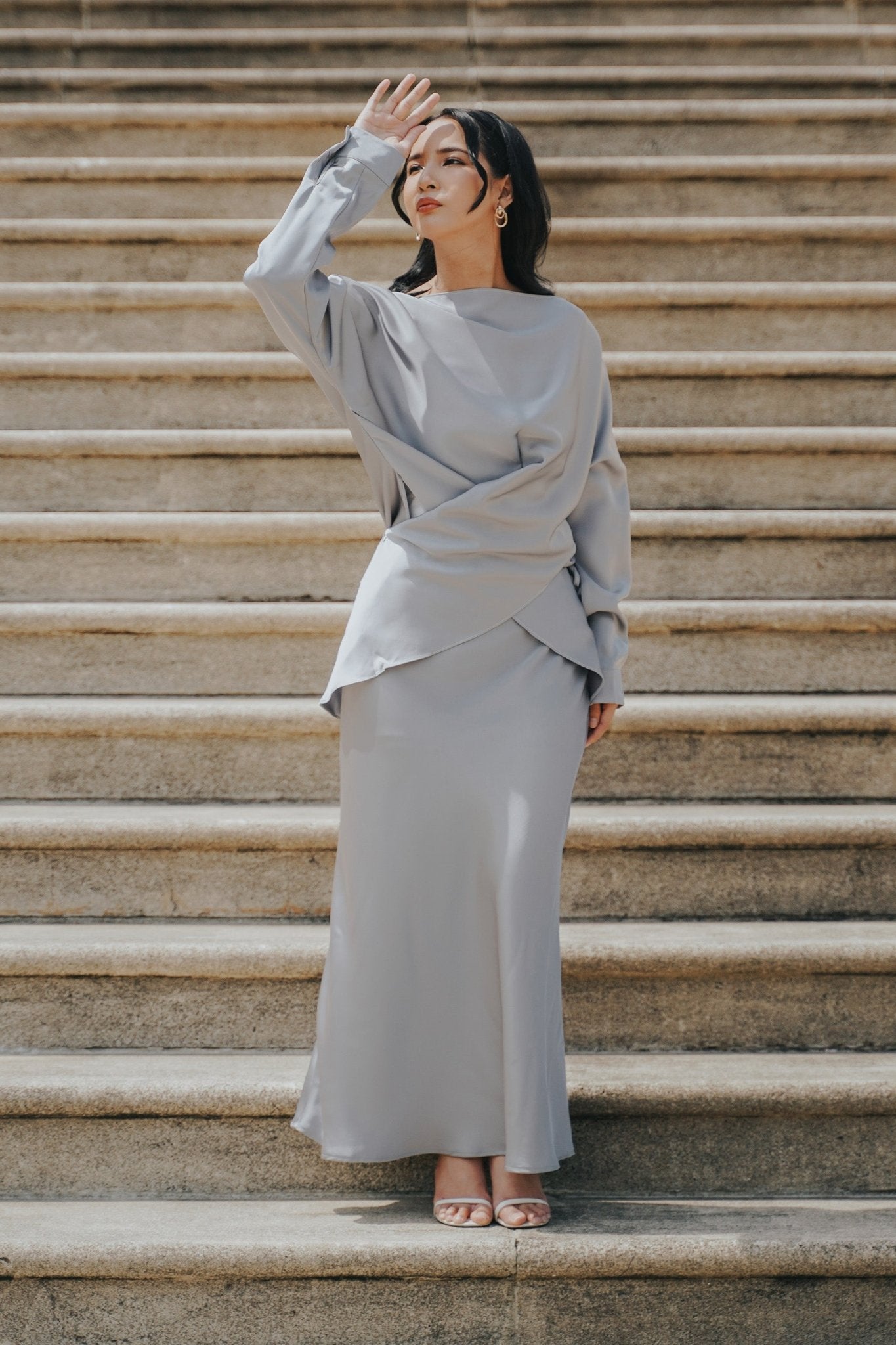 The City Breeze Pt.2 Women Satin Long Skirt Turquoise - Umbi