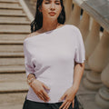 The City Breeze Pt.2 Women Wide Neck Knit Top Lilac - Umbi
