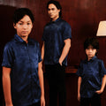 The Huā Collection Boy Holiday Shirt in 韵 Cadence Bamboo Navy - Umbi
