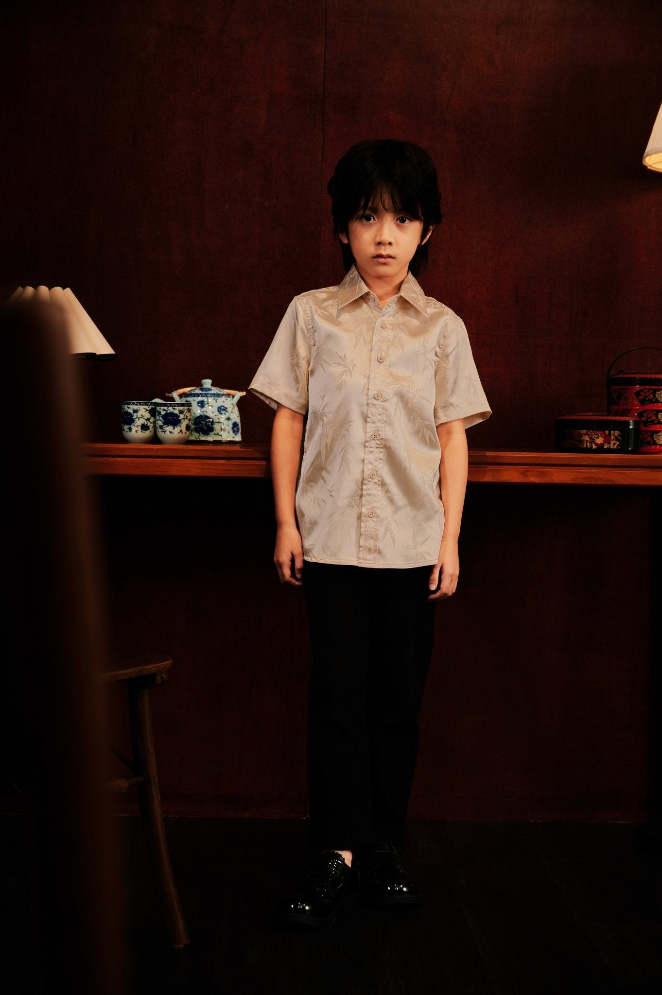 The Huā Collection Boy Holiday Shirt in 韵 Cadence Bamboo Sand - Umbi